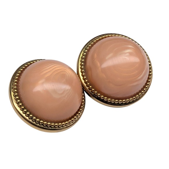 Jewelry - Simon Chang Vintage Earrings Peach Lucite Statement Clip On Button